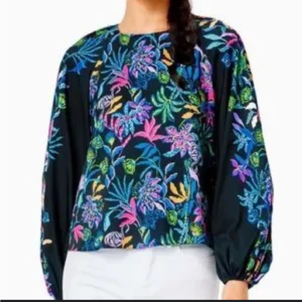 Lily Pulitzer Floral Black Women's Top